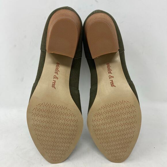 Violet & Red Cupid Suede Ankle Booties Womens Olive Size 8 - Picture 7 of 8